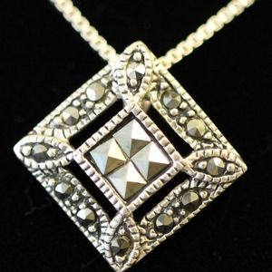 Vintage Sterling Silver 925 Marcasite Pendant